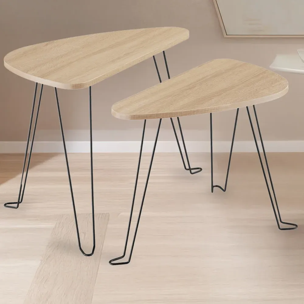 Richmond Nest of Tables Set of 2 - Light Oak Sonoma, Wood