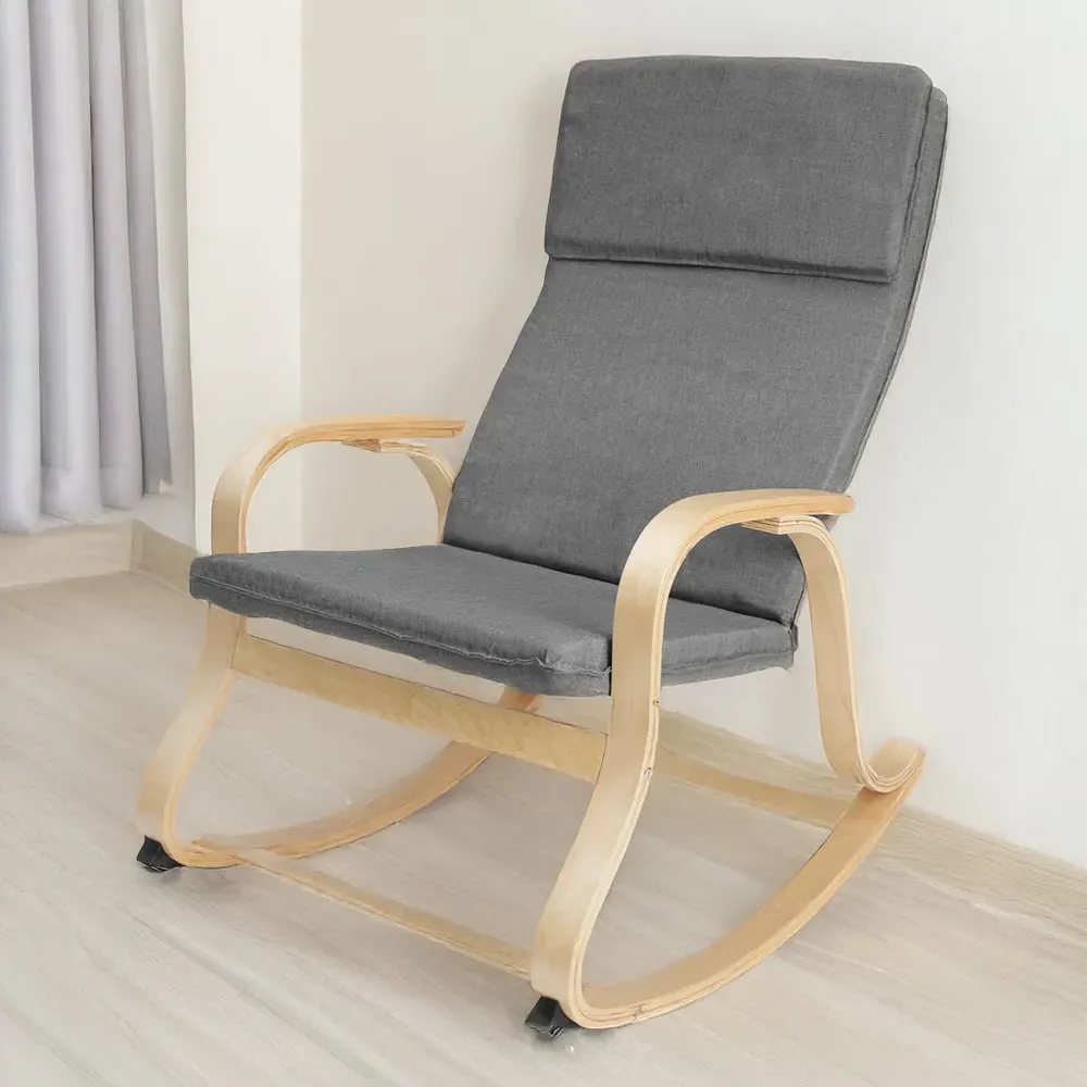Roca Rocking Chair with Armrest - Light Grey