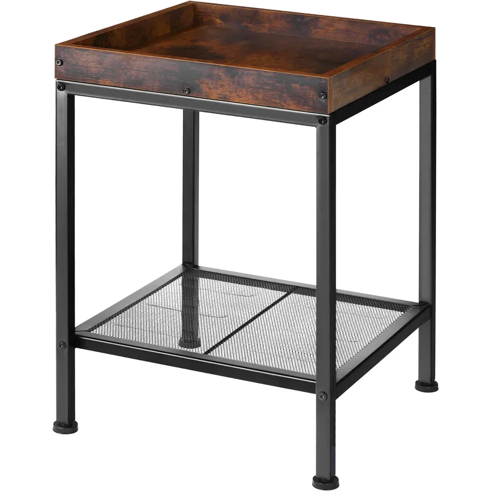 Rochester Single Grid Shelf Bedside Table - Dark Wood