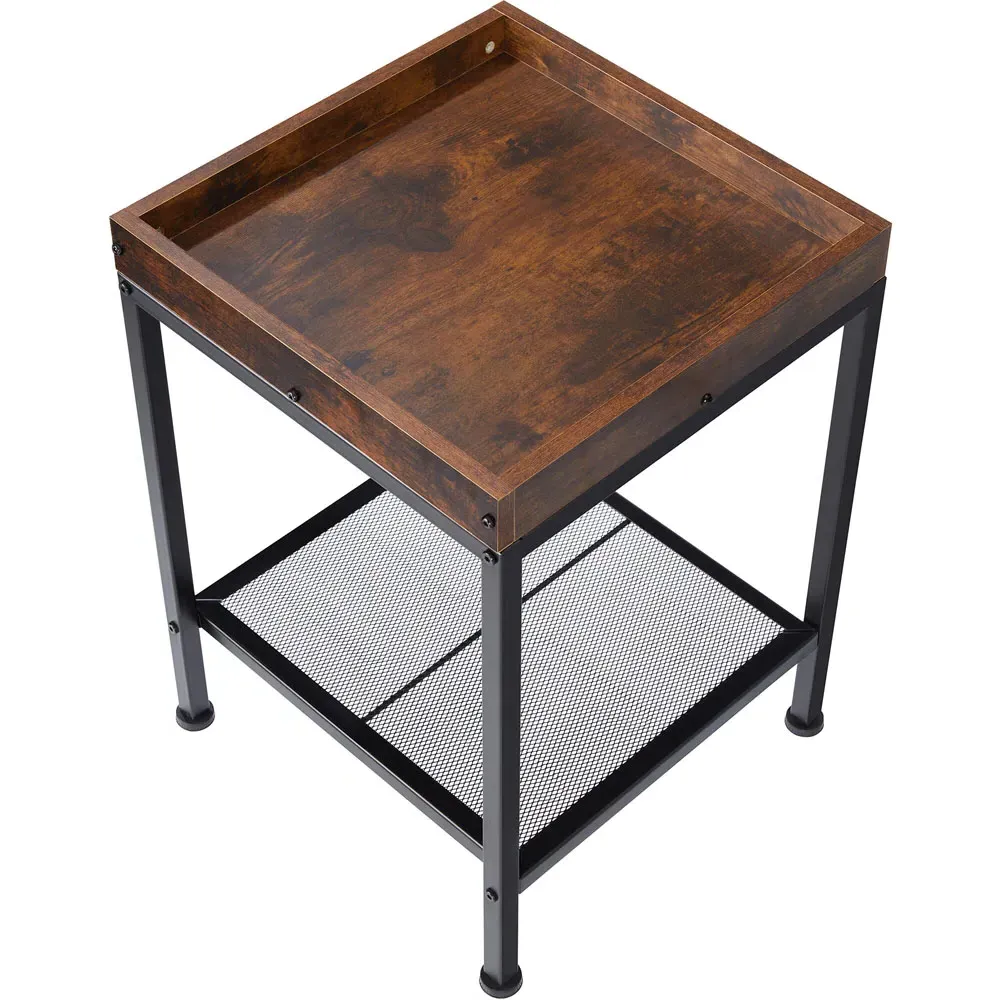 Rochester Single Grid Shelf Bedside Table - Dark Wood