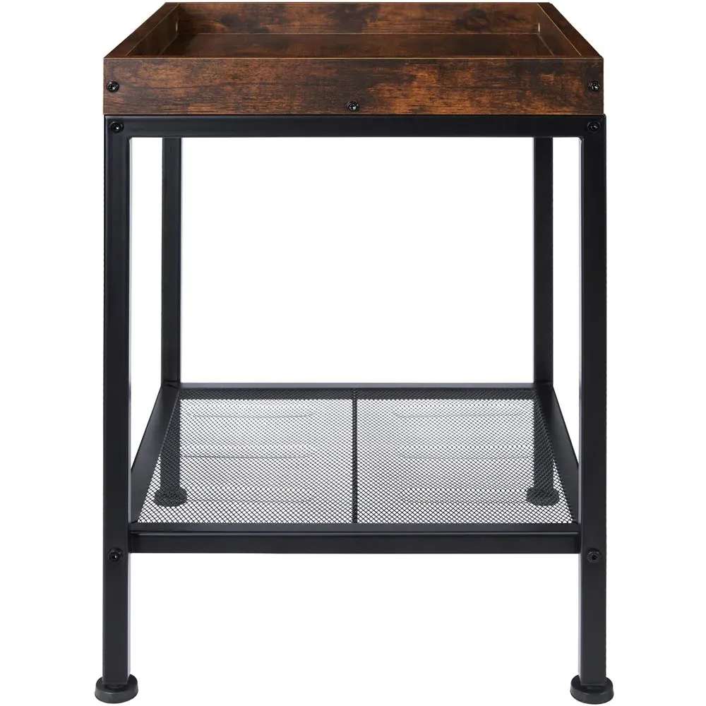 Rochester Single Grid Shelf Bedside Table - Dark Wood