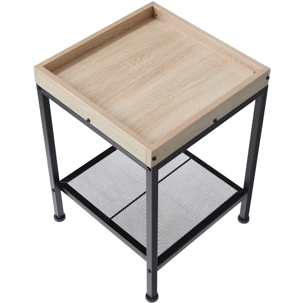 Rochester Single Grid Shelf Bedside Table - Light Wood