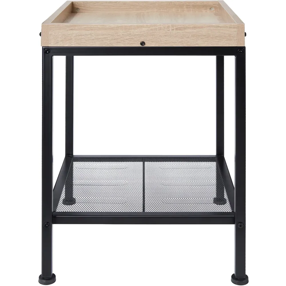 Rochester Single Grid Shelf Bedside Table - Light Wood