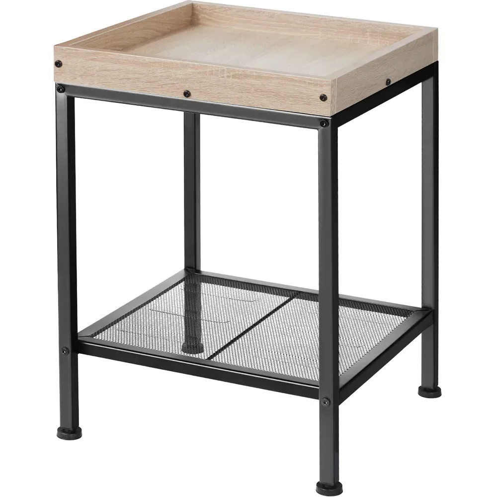 Rochester Single Grid Shelf Bedside Table - Light Wood