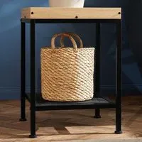 Rochester Single Grid Shelf Bedside Table - Light Wood