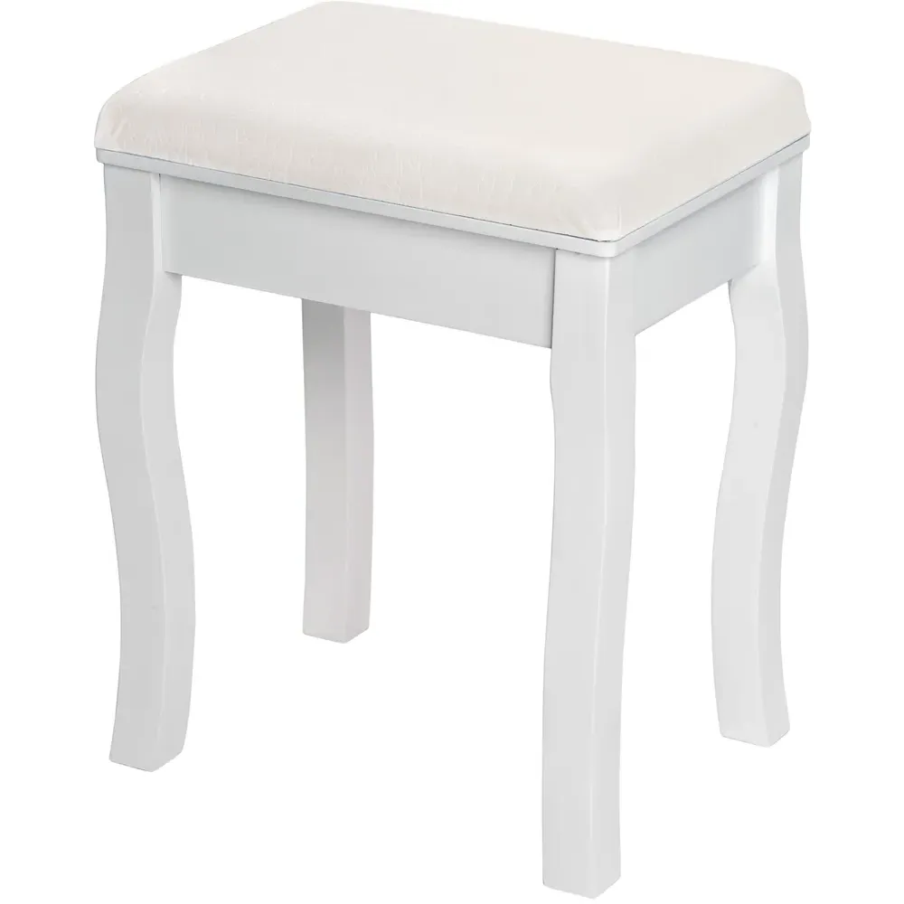 Rose Pattern Vanity Stool - White