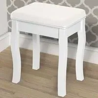 Rose Pattern Vanity Stool - White