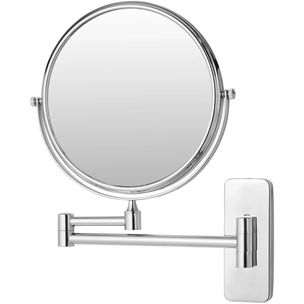 Round Double Sided Vanity Mirror with 10x Magnification - Silver