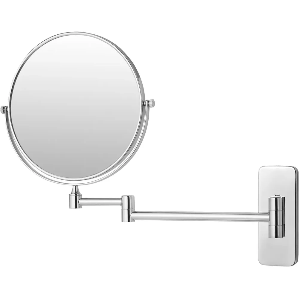 Round Double Sided Vanity Mirror with 5x Magnification - Silver
