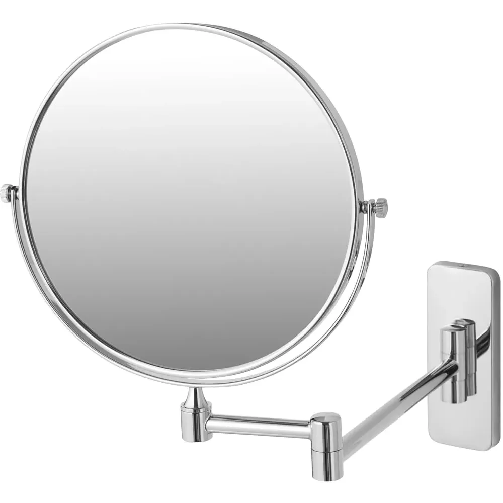 Round Double Sided Vanity Mirror with 7x Magnification - Silver image