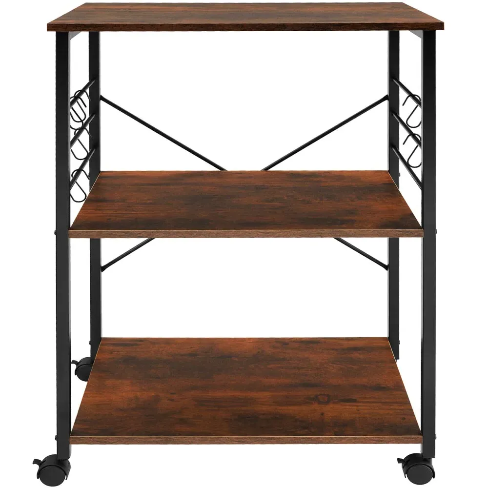 Rugby 2 Shelf Drink Trolley with Parking Brake - Brown