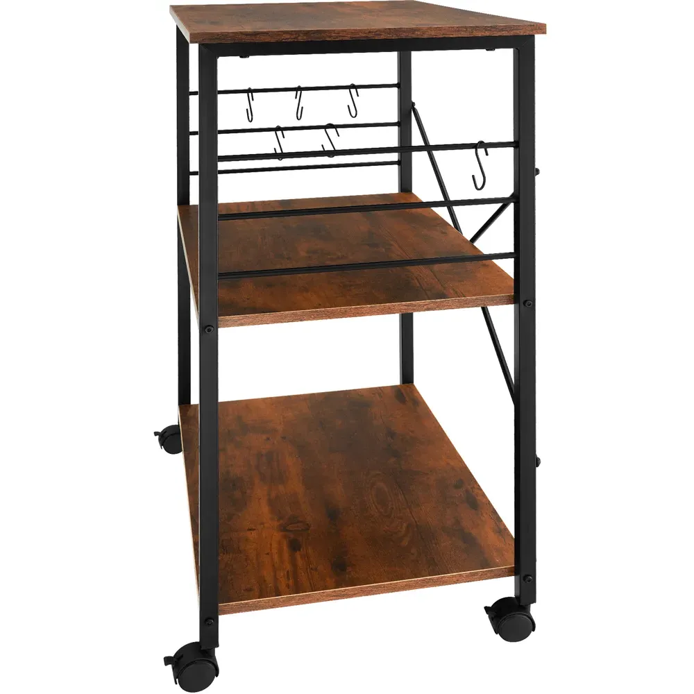 Rugby 2 Shelf Drink Trolley with Parking Brake - Brown