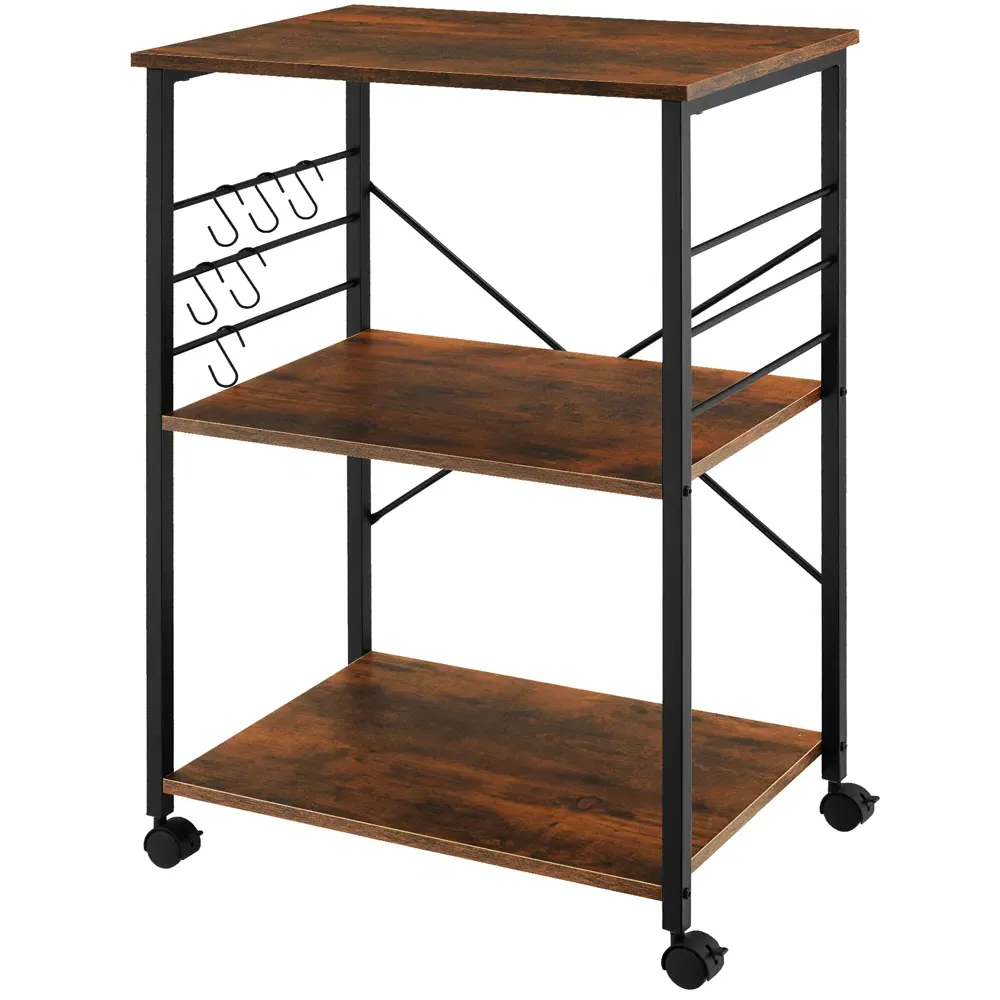 Rugby 2 Shelf Drink Trolley with Parking Brake - Brown image