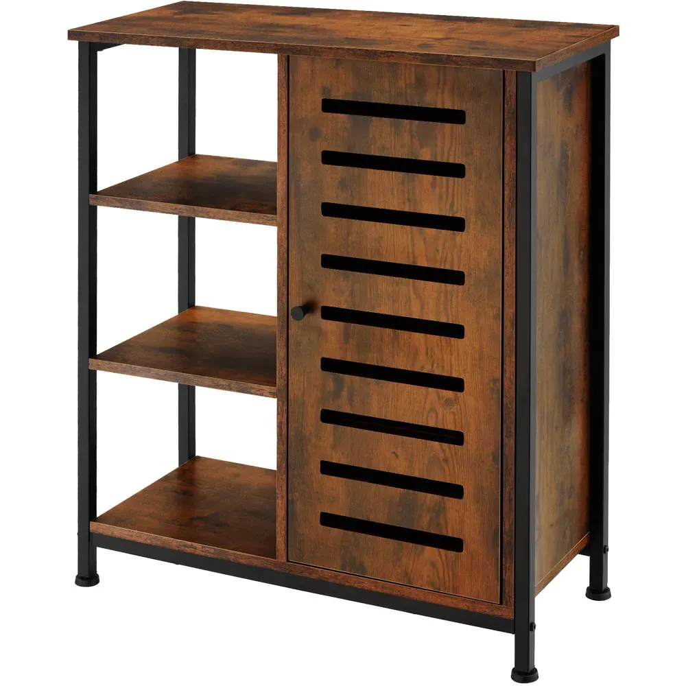 Runcorn Single Door 3 Shelf Sideboard - Brown, Oak