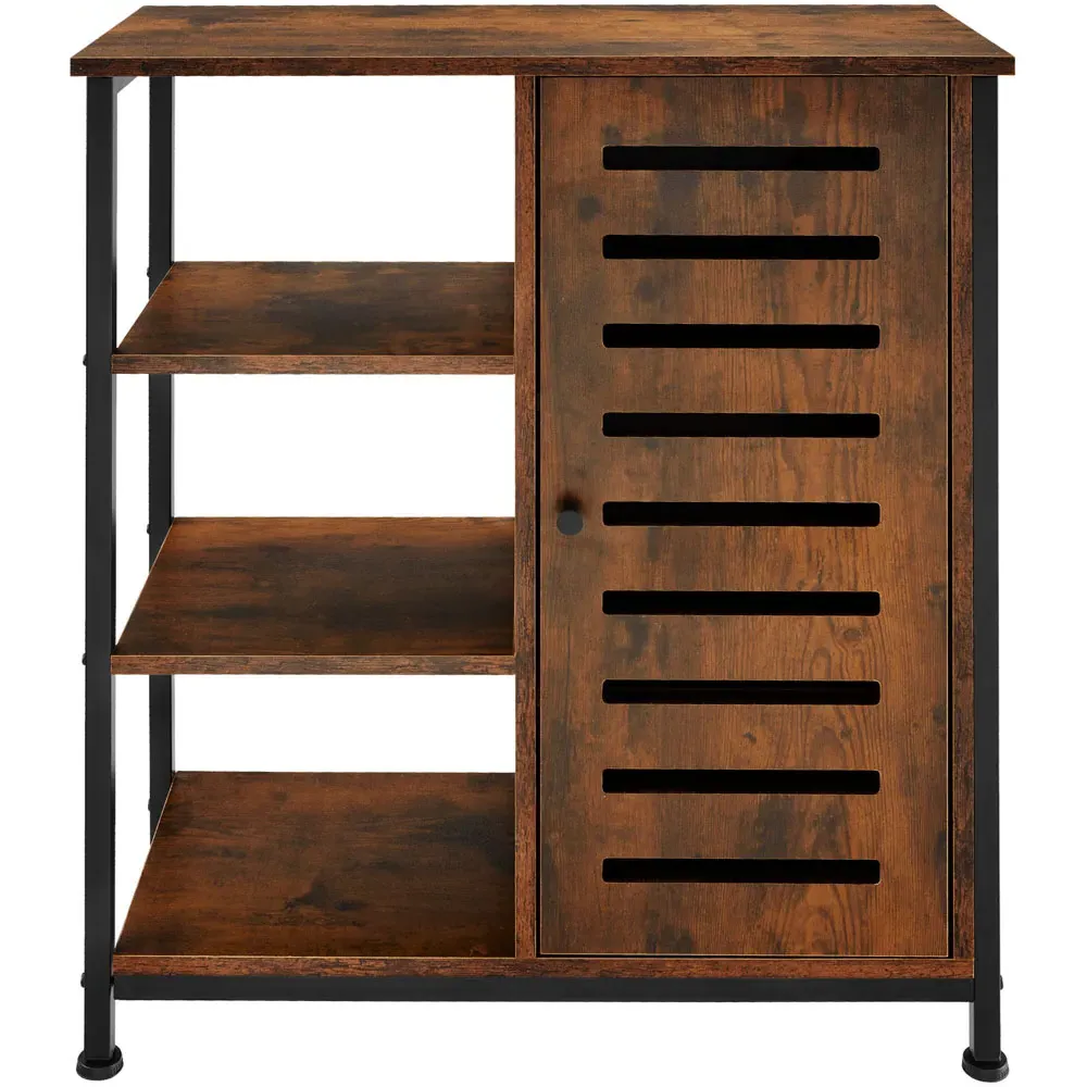 Runcorn Single Door 3 Shelf Sideboard - Brown, Oak