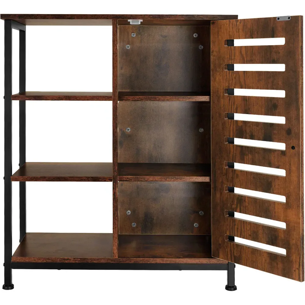 Runcorn Single Door 3 Shelf Sideboard - Brown, Oak