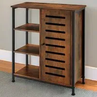 Runcorn Single Door 3 Shelf Sideboard - Brown, Oak