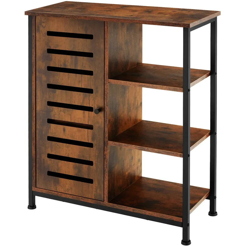 Runcorn Single Door 3 Shelf Sideboard - Brown, Oak