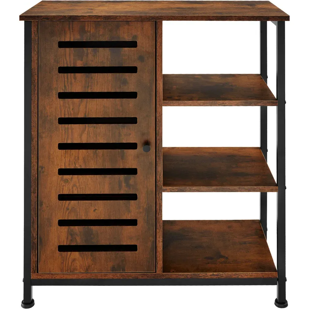 Runcorn Single Door 3 Shelf Sideboard - Brown, Oak