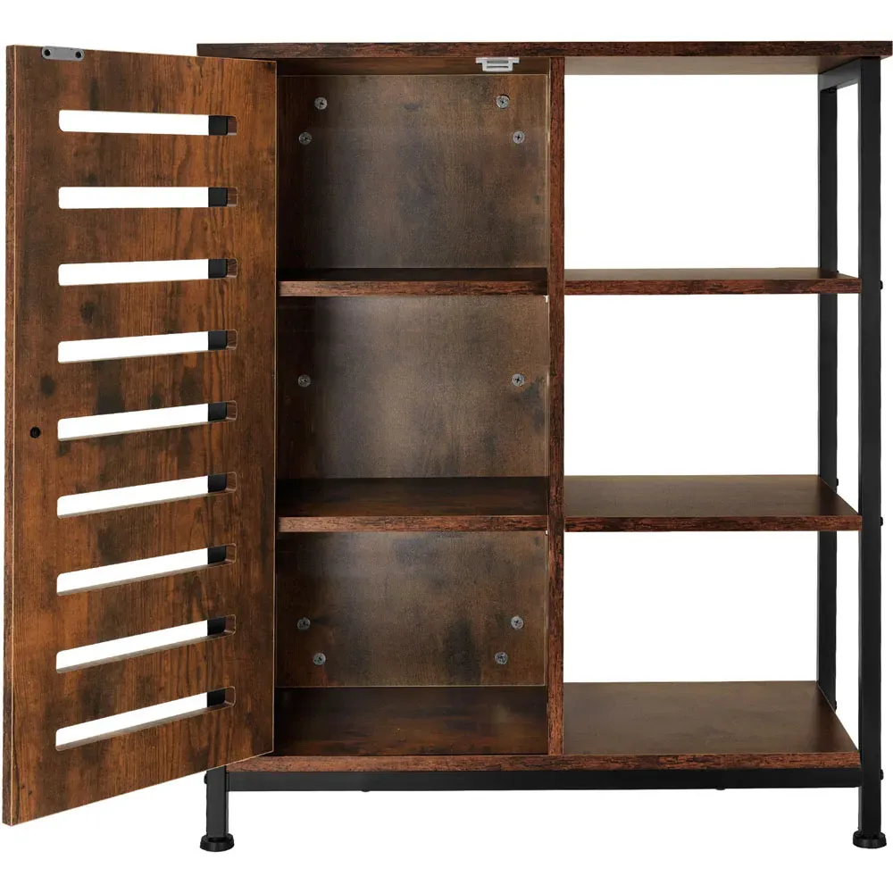 Runcorn Single Door 3 Shelf Sideboard - Brown, Oak