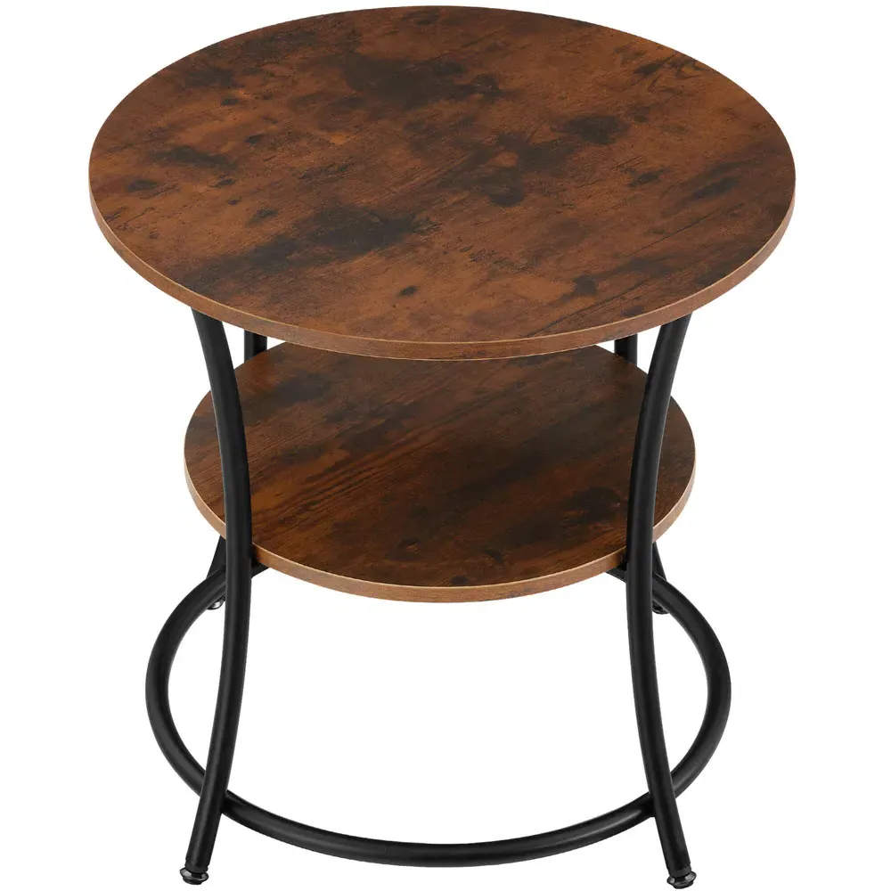 Saint Louis Round Bedside Table with Storage - Brown, Wood