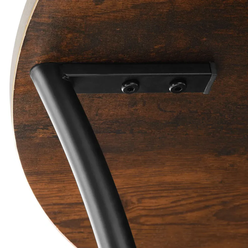 Saint Louis Round Bedside Table with Storage - Brown, Wood