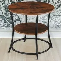 Saint Louis Round Bedside Table with Storage - Brown, Wood