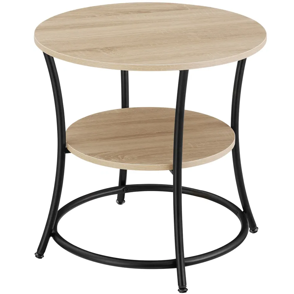 Saint Louis Round Bedside Table with Storage - Brown, Wood