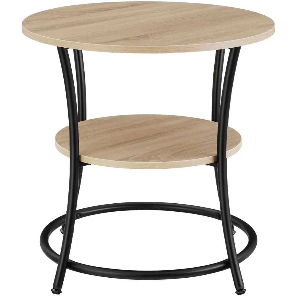 Saint Louis Round Bedside Table with Storage - Brown, Wood