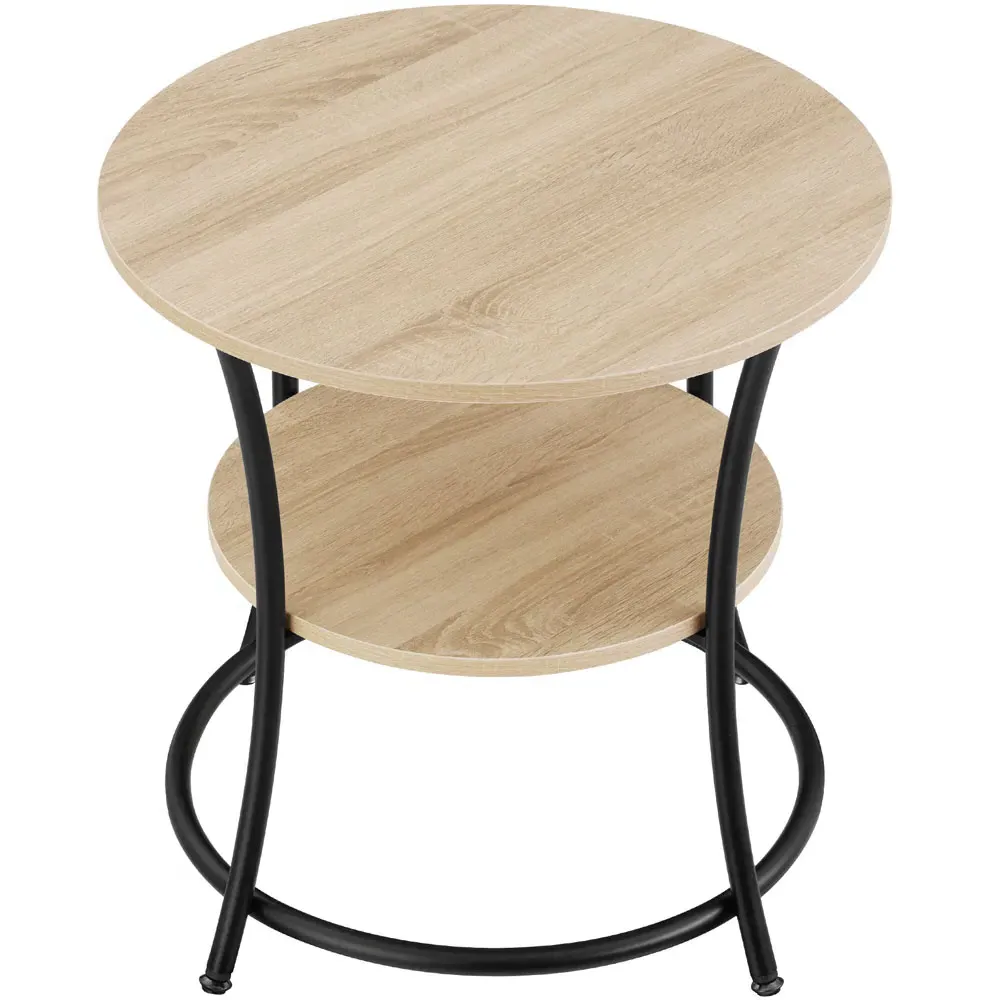 Saint Louis Round Bedside Table with Storage - Brown, Wood