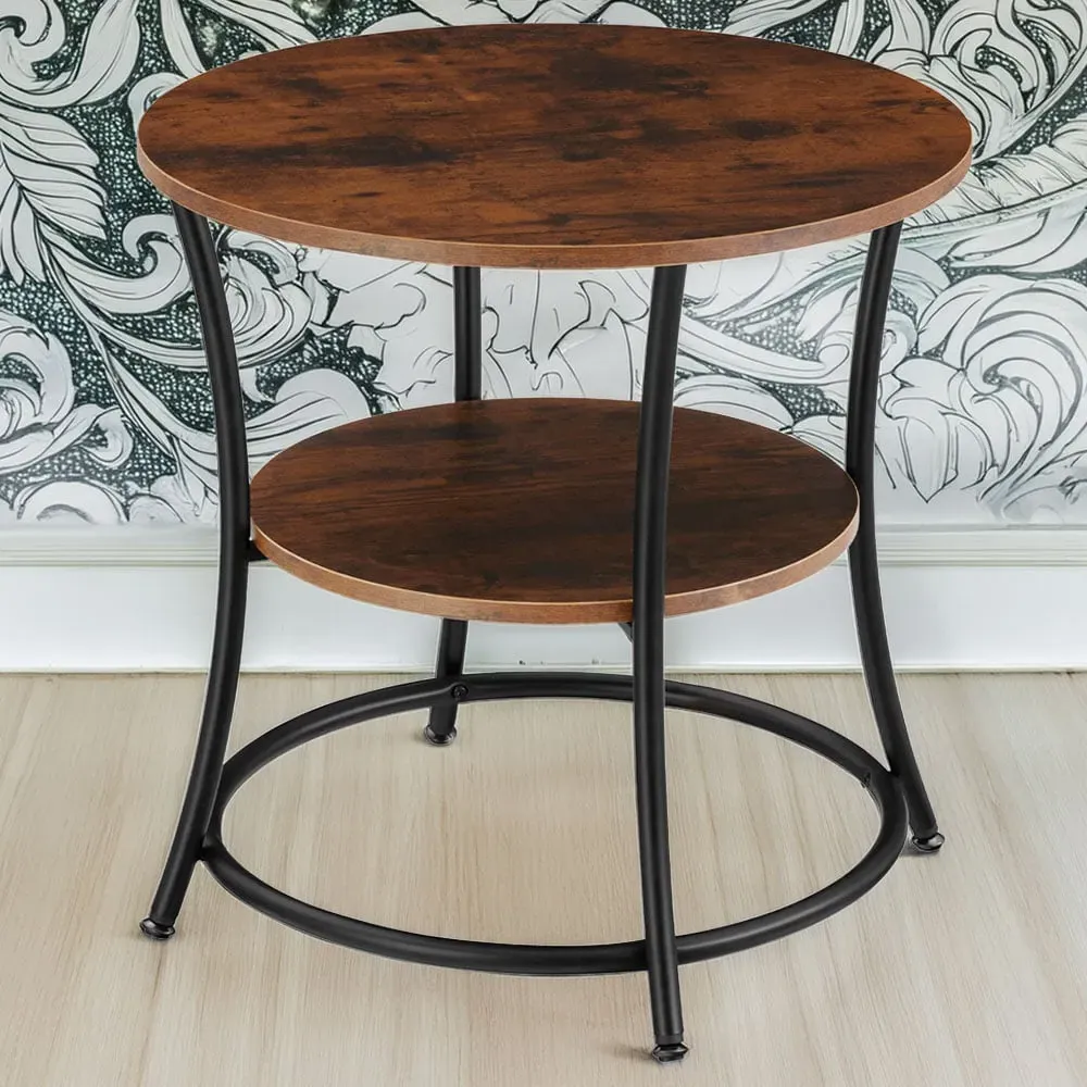 Saint Louis Round Bedside Table with Storage - Brown, Wood image