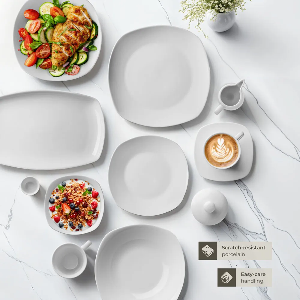 Salerno 100 Piece Dinner Set - White, Porcelain