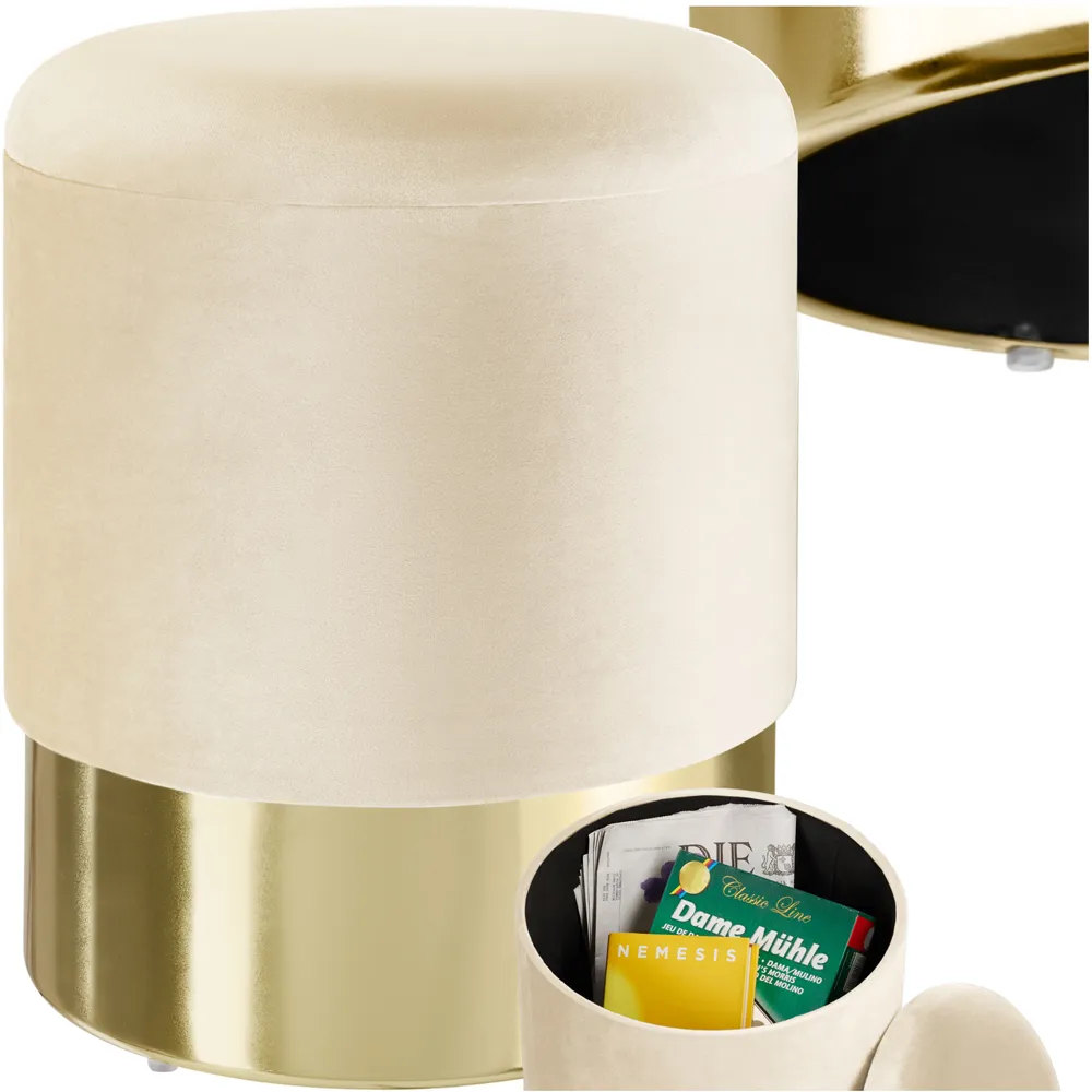 Sarina Round Storage Stool - Cream