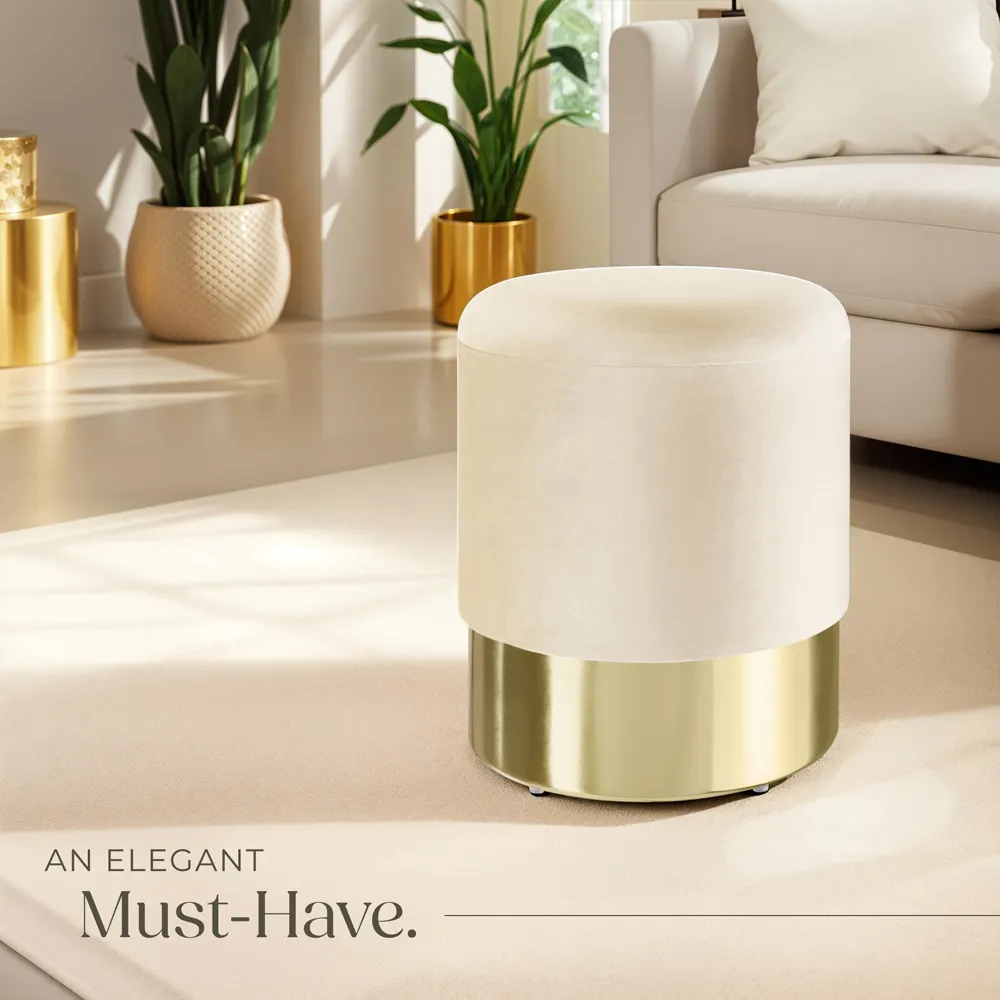 Sarina Round Storage Stool - Cream