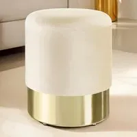 Sarina Round Storage Stool - Cream