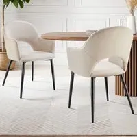Sasha Set of 2 Dining Chairs - Cream, Velvet
