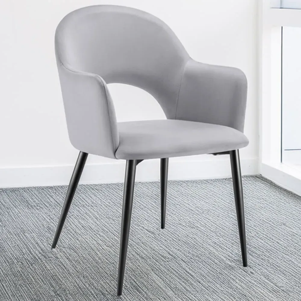 Sasha Set of 4 Dining Chairs - Grey, Velvet