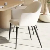 Sasha Set of 6 Dining Chairs - Cream, Velvet