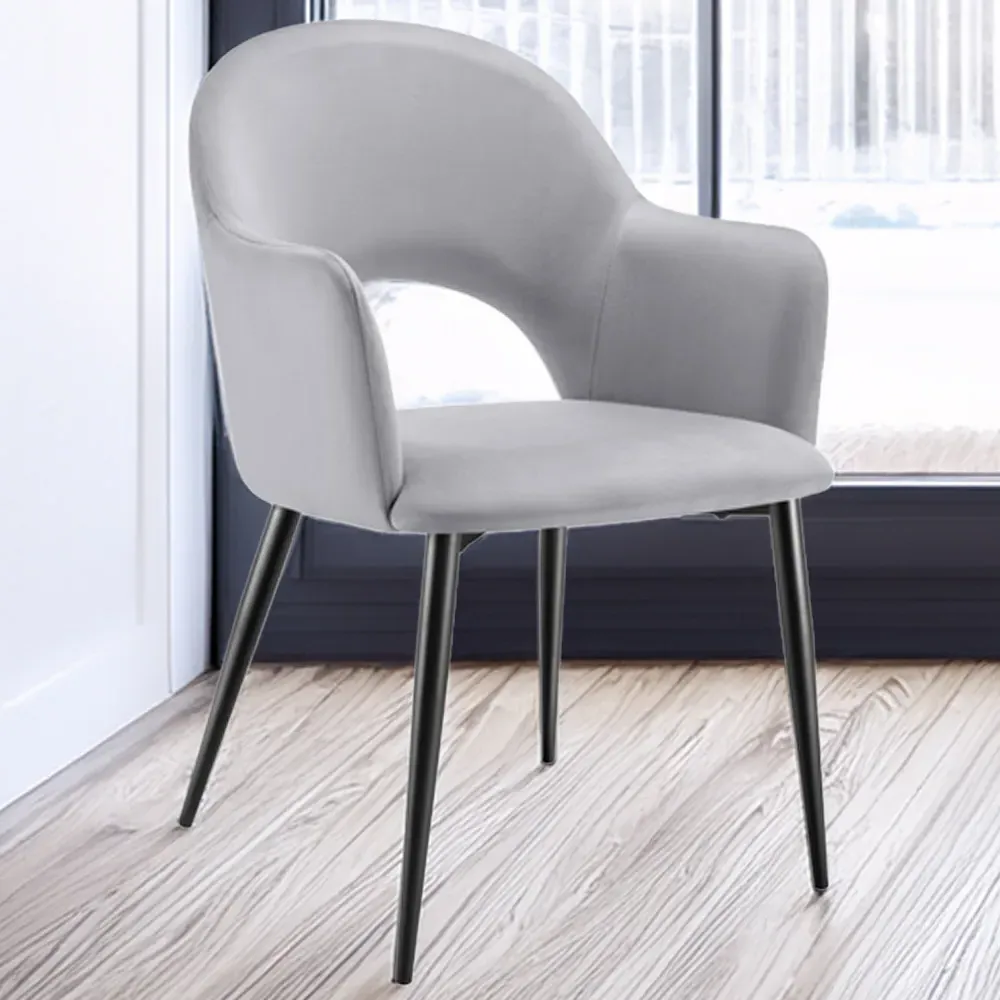 Sasha Set of 6 Dining Chairs - Grey, Velvet