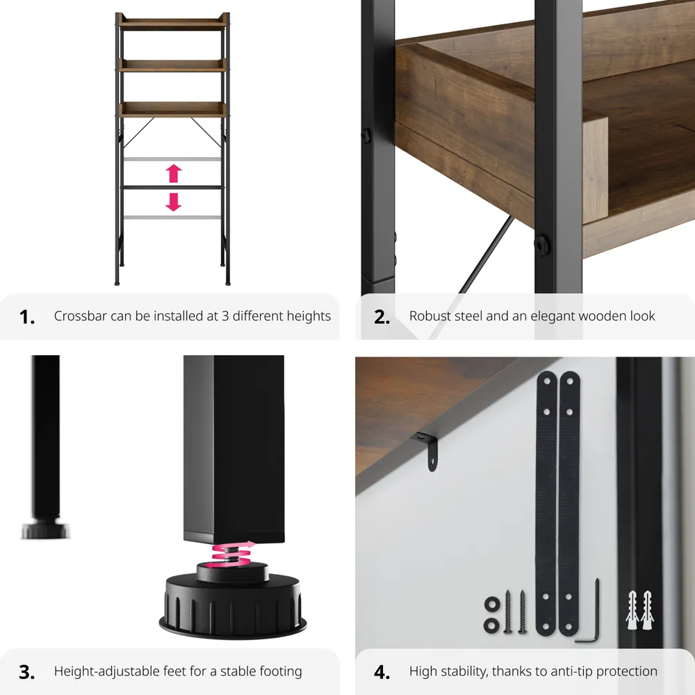 Seattle 3 Shelf Shower Caddy - Dark Wood