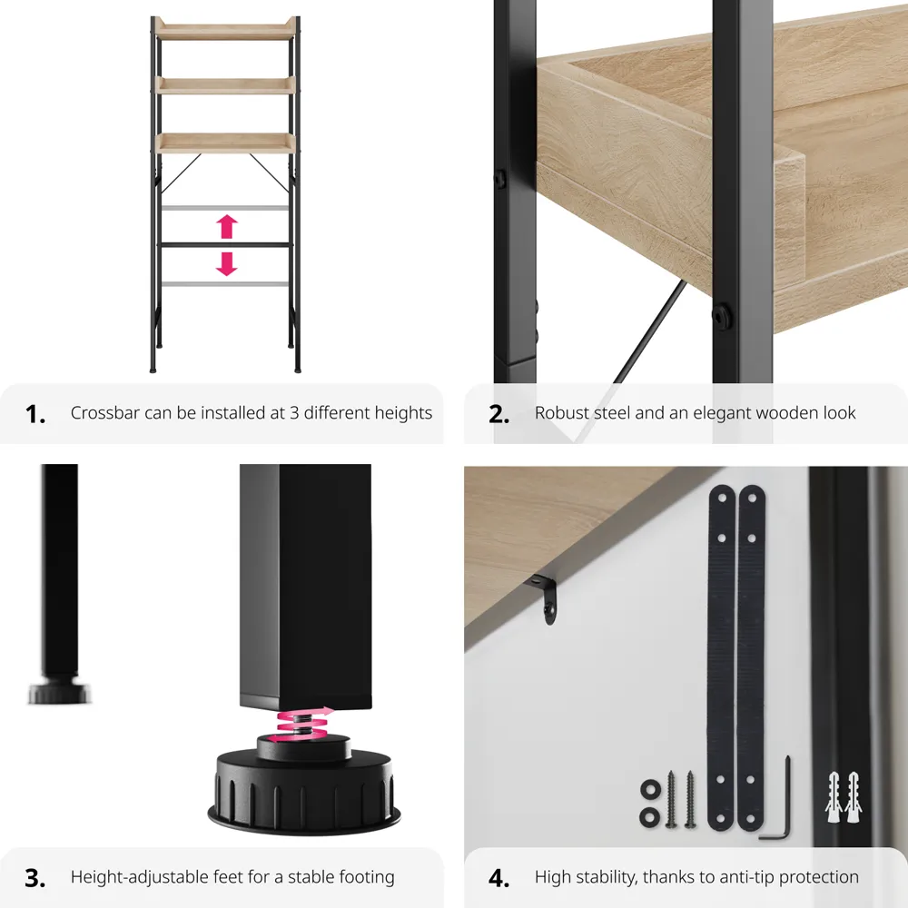 Seattle 3 Shelf Shower Caddy - Oak Sonoma, Wood