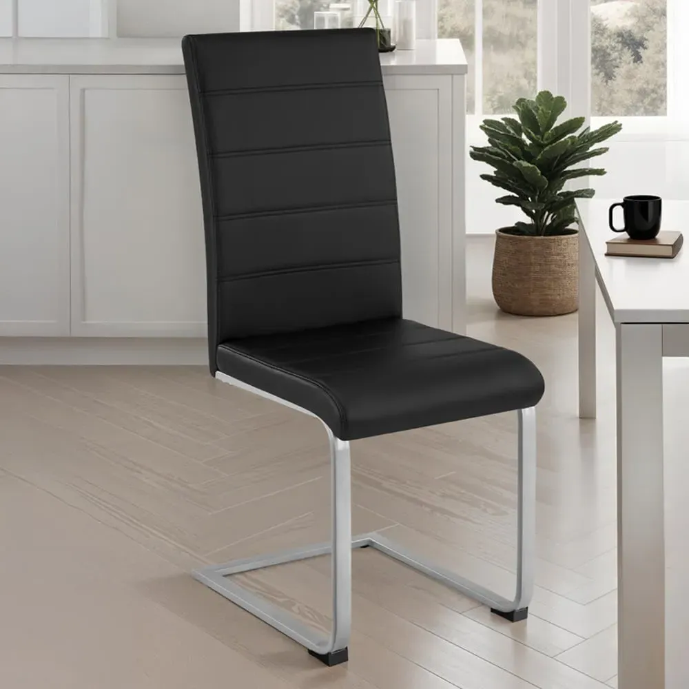 Set of 2 Cantilever High Backrest Dining Chairs - Black image