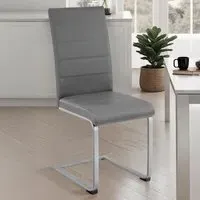 Set of 2 Cantilever High Backrest Dining Chairs - Grey