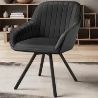 Set of 2 Swivel Lounge Armchairs - Black, Velvet