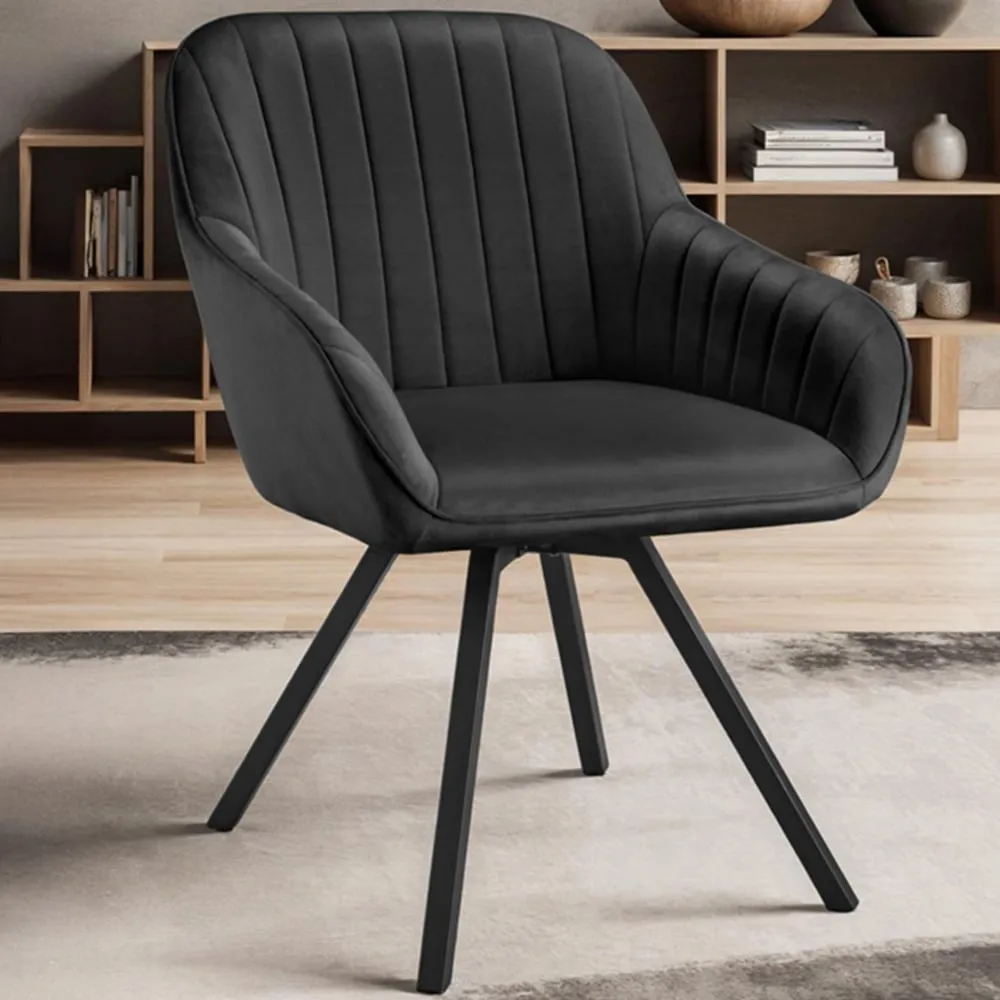 Set of 2 Swivel Lounge Armchairs - Black, Velvet image