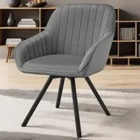 Set of 2 Swivel Lounge Armchairs - Grey, Velvet