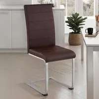 Set of 4 Cantilever High Backrest Dining Chairs - Brown