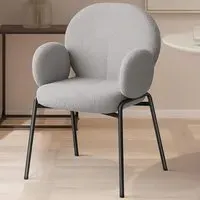 Set of 4 Padded Dining Chairs - Grey, Boucle