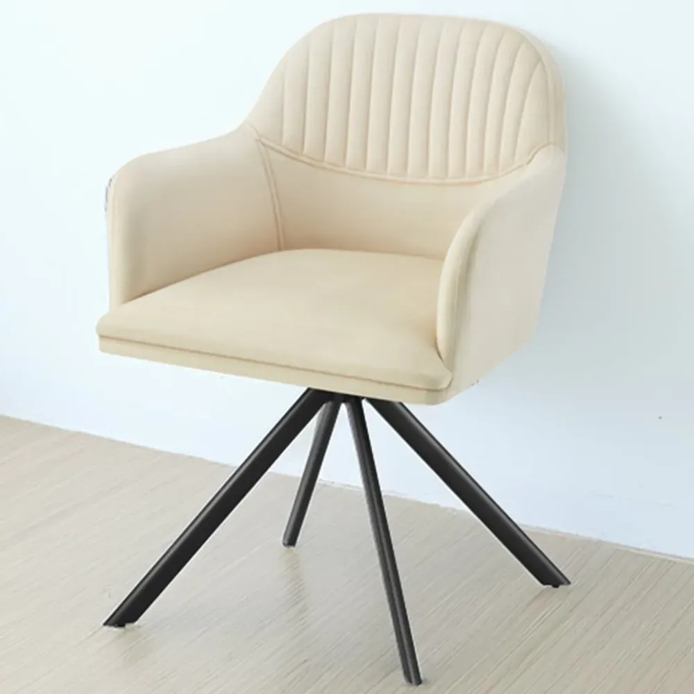 Set of 4 Swivel Accent Armchairs - Cream, Velvet image