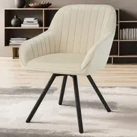 Set of 4 Swivel Lounge Armchairs - Cream, Velvet